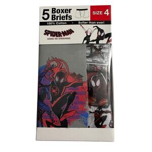 Spiderverse Spiderman Boys Size 4 Cotton Boxer Briefs Tagless Underwear 5 Pack